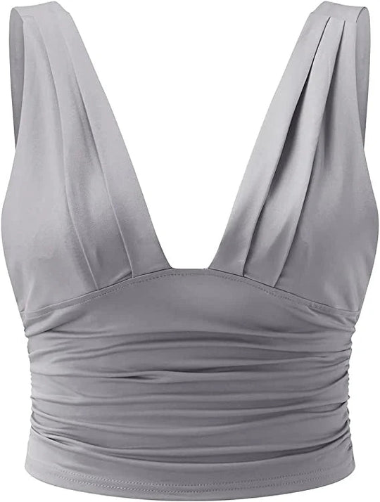 Women's Sleeveless Top with V-Neck and Lightweight Fabric