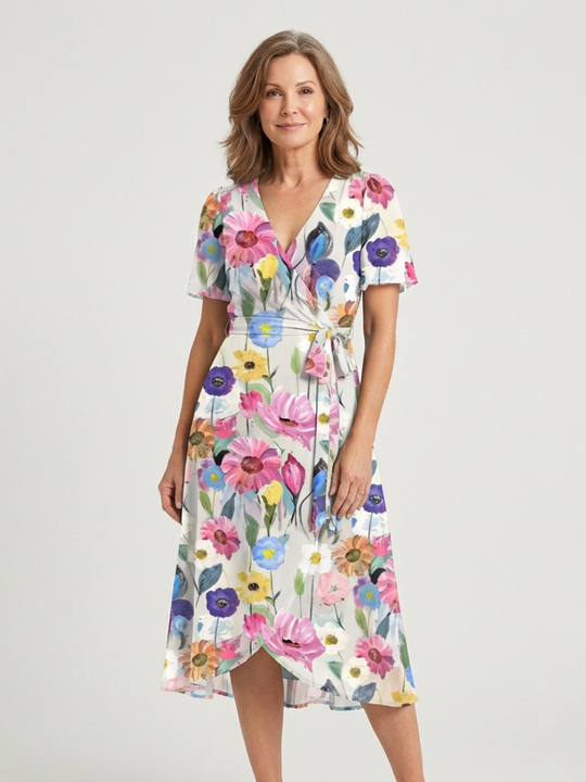 Zafrina | Abstract Pattern Midi Dress