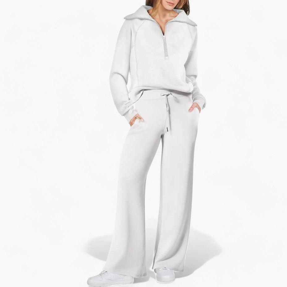 Women’s Two-Piece Lounge Set with Zip-Up Top and Matching Bottoms